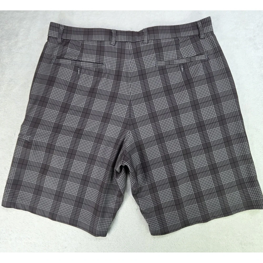 Pebble Beach Golf Shorts Mens 38 Gray Plaid Performance Stretch Casual...